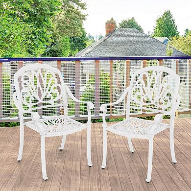 Costway 4 PCS Patio Cast Aluminum Dining Chairs Armrests Outdoor Stackable