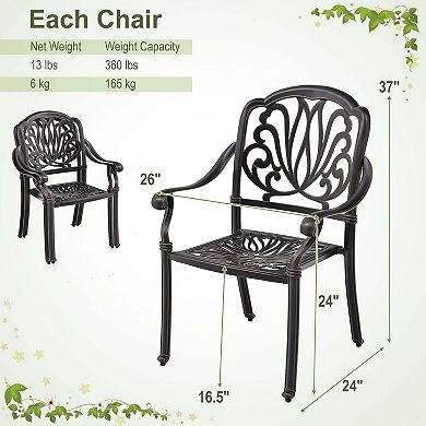 Costway 4 PCS Patio Cast Aluminum Dining Chairs Armrests Outdoor Stackable