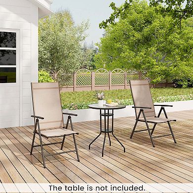 Costway 2 PCS Patio Folding Dining Chair with 7-Level Adjustable High Backrest for Garden