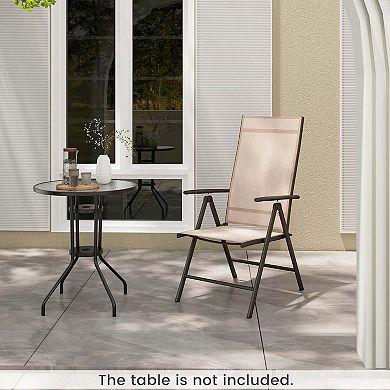 Costway 2 PCS Patio Folding Dining Chair with 7-Level Adjustable High Backrest for Garden