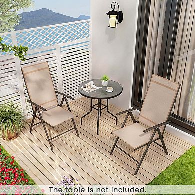 Costway 2 PCS Patio Folding Dining Chair with 7-Level Adjustable High Backrest for Garden