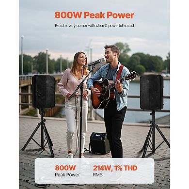 VEVOR Professional PA System, 800W Powered, Sound System Set with 6 Channel Mixer, Dual Speakers