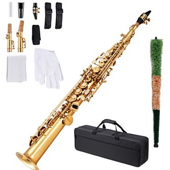 VEVOR Straight Soprano Saxophone,B Flat, Brass Saxophone Beginner Kit with Carrying Case, Mouthpiece
