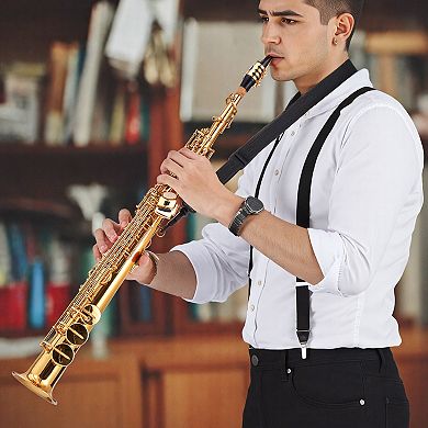 VEVOR Straight Soprano Saxophone,B Flat, Brass Saxophone Beginner Kit with Carrying Case, Mouthpiece