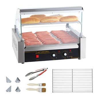 VEVOR Hot Dog Roller, 11 Rollers 30 Hot Dogs Capacity, 1650W Stainless Sausage Grill Cooker Machine