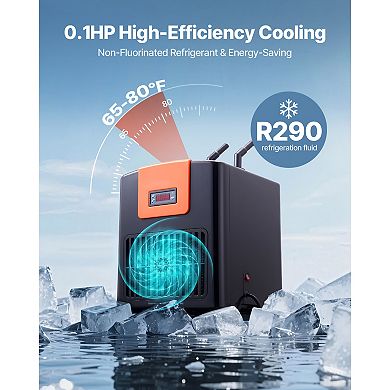 VEVOR Aquarium Chiller 52 Gallon, 1/10 HP Water Chiller for Hydroponics, Fast Cooling for Fish Tank