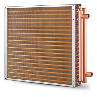 VEVOR Heat Exchanger Water to Air, 20"x 20" with 3-Row 3/8" Copper Ports, 242 Aluminum Fins