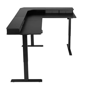 VEVOR L Shaped Desk, Electric Adjustable Height Corner Gaming Desk with CPU Stands,Dual Hooks