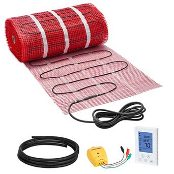 VEVOR 150 sqft Self-Adhesive Mesh Floor Heating Mat System, 120V Electric Radiant, with Alarm