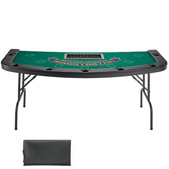 VEVOR Foldable Poker Table, 7 Player 72 in Folding Leisure Table with Padded Rails & Cup Holders