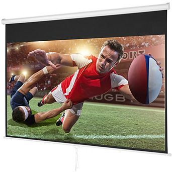 VEVOR Manual Projector Screen, 100 inch 16:9 4K 1080 HD Retractable Pull Down Projector Screen