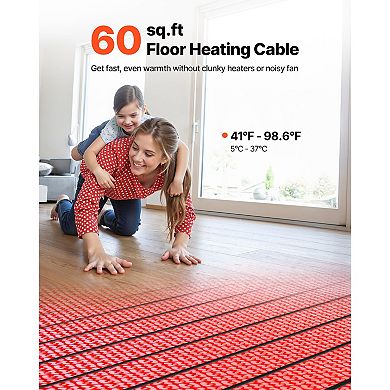 VEVOR 60 sqft Floor Heating Mat System, 120V Electric Radiant, with Decoupling Membrane