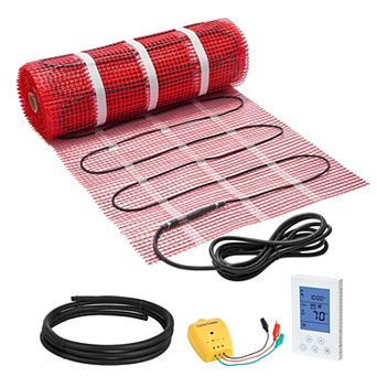 VEVOR 90 sqft Self-Adhesive Mesh Floor Heating Mat System, 120V Electric Radiant, with Alarm