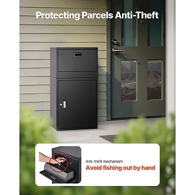 VEVOR Package Delivery Boxes for Outside, 38.6 in Mailbox for Parcel with Lock, Galvanized Steel