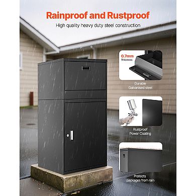 VEVOR Package Delivery Boxes for Outside, 38.6 in Mailbox for Parcel with Lock, Galvanized Steel