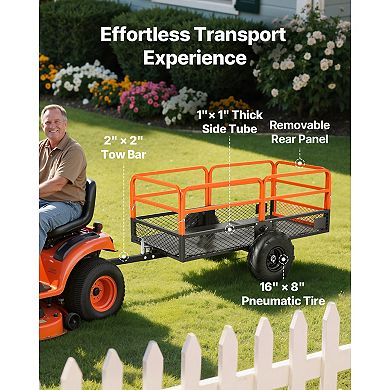 VEVOR Garden Utility Trailer, 22 Cu. Ft. & 1600lbs, ATV UTV Trailer, Tow Behind Steel Dump Trailers