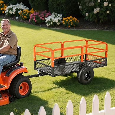 VEVOR Garden Utility Trailer, 22 Cu. Ft. & 1600lbs, ATV UTV Trailer, Tow Behind Steel Dump Trailers
