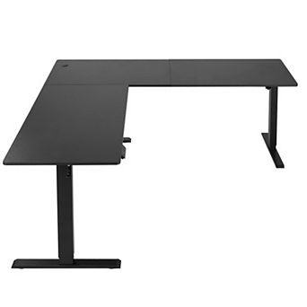 VEVOR L Shaped Desk, Electric Adjustable Height Corner Gaming Desk with Dual Hooks,Carbon Steel