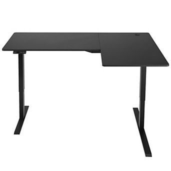 VEVOR L Shaped Desk, Electric Adjustable Height Corner Gaming Desk with Dual Hooks,Carbon Steel