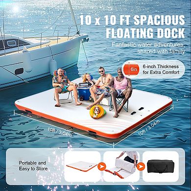 VEVOR Inflatable Floating Dock,10x10FT Inflatable Dock Platform,Non-Slip with Portable Carrying Bag