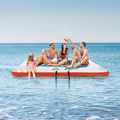VEVOR Inflatable Floating Dock,10x10FT Inflatable Dock Platform,Non-Slip with Portable Carrying Bag