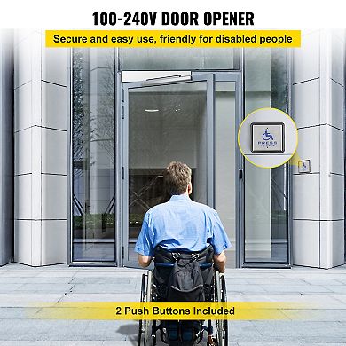 VEVOR Automatic Door Opener, 100-240V for Max.220lbs Doors, Disabilities with 2 Wireless Remotes