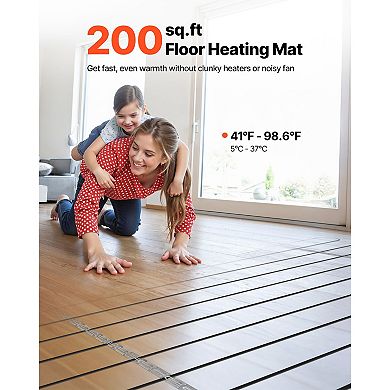 VEVOR 200 sqft Underfloor Heating Cable Kit, 240V Electric Radiant, with Smart Control Thermostat
