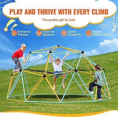VEVOR Climbing Dome, for Kids 3 to 10 Years Old,10FT Geometric Dome Climber with Hammock and Swing