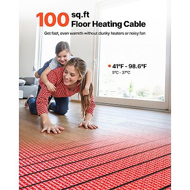 VEVOR 100 sqft Floor Heating Mat System, 120V Electric Radiant, with Decoupling Membrane