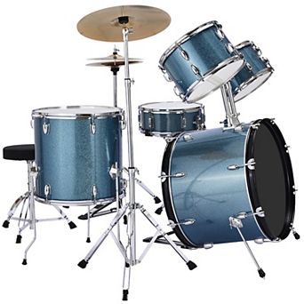 VEVOR Drum Set, 5 pc 22 in Junior Drum Sets with Adjustable Throne, Cymbal, and Drumsticks