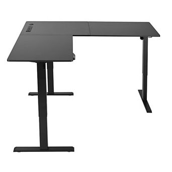 VEVOR L Shaped Desk, Electric Adjustable Height Corner Gaming Desk with Dual Hooks and Wheels