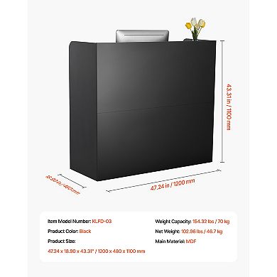 VEVOR Reception Desk, 47 In Rectangular Front Counter Table,with Lockable Drawer and Storage Cabinet