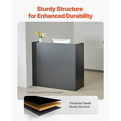 VEVOR Reception Desk, 47 In Rectangular Front Counter Table,with Lockable Drawer and Storage Cabinet