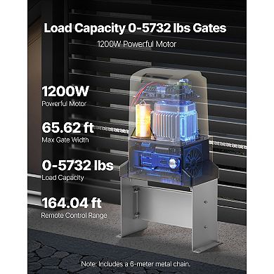 VEVOR Automatic Gate Opener, 1200W Electric Sliding Gate Opener for Doors up to 65.6ft 5732lbs