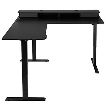VEVOR L Shaped Desk, Electric Adjustable Height Corner Gaming Desk with CPU Stand,Dual Hooks