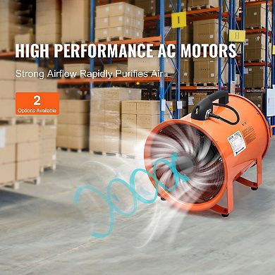 VEVOR 16 inch Portable Ventilator, 2 Speed 5175CFM with 16.4ft Flexible Duct Hose, Orange