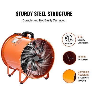 VEVOR 16 inch Portable Ventilator, 2 Speed 5175CFM with 16.4ft Flexible Duct Hose, Orange