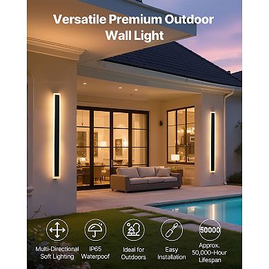 VEVOR Outdoor Wall Lights, 2 Pack, 47.2 In Long Modern, 2700K-6000K, IP65 Waterproof Anti-Rust
