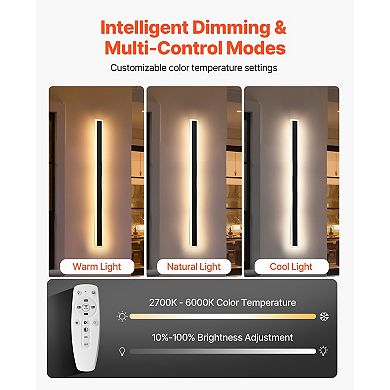 VEVOR Outdoor Wall Lights, 2 Pack, 47.2 In Long Modern, 2700K-6000K, IP65 Waterproof Anti-Rust