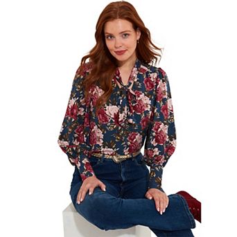 Joe Browns Women's Plus Size Tie Neck Blouse