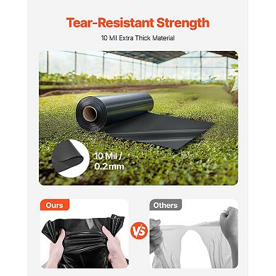 VEVOR 10 Mil Plastic Sheeting Heavy Duty 20' x 100', Thick Plastic Sheeting Roll, Black