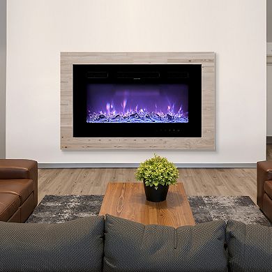 VEVOR 50 inch Electric Fireplace, Wall Mounted Recessed Fire Place with Remote Control, Timer,1500W