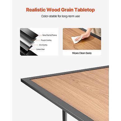 VEVOR Outdoor Patio Dining Table, 59 in Long Rectangular Wood-Like Steel Slat Bistro Tables for 4-6