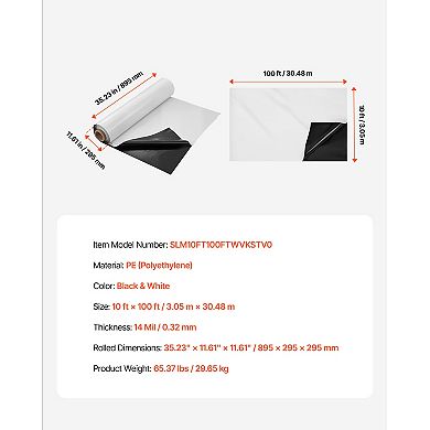 VEVOR 14 Mil Plastic Sheeting Heavy Duty 10' x 100', Thick Plastic Sheeting Roll, Plastic Drop Cloth
