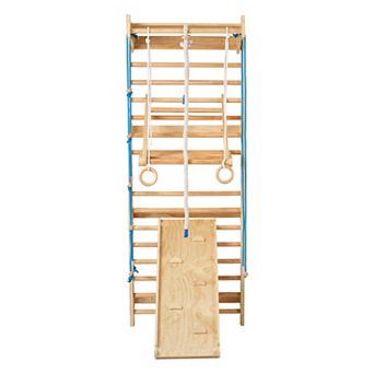 VEVOR Swedish Ladder Wall Gym, 8-in-1 15 Levels Solid Wood Wall Stall Bars, 220LBS with Wall Ladder