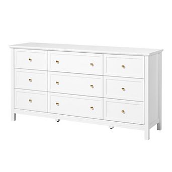 VEVOR 9 Drawer Dresser, Wooden Chest of Drawers with Sliding and Anti-tip Device, Retro Minimalist