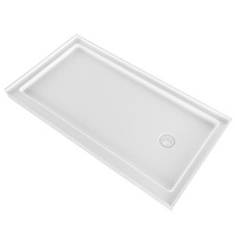 VEVOR Shower Pan, 60″ L x 30″ W Single Threshold Shower Base, Rectangle Acrylic & PVC Base in White
