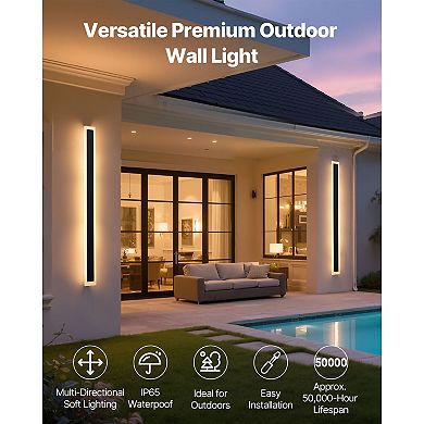 VEVOR Outdoor Wall Lights, 2 Pack, 59.1 Inch Long Modern Exterior Wall Sconce Light Fixtures
