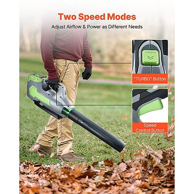 VEVOR Cordless Leaf Blower, 60V Powerful Electric Leaf Blower with 5.0Ah Battery, Fast Charging