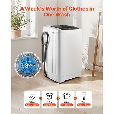 VEVOR Portable Washing Machine, 1.3 cu.ft with LED Display, Stainless Steel, 8 Wash Programs